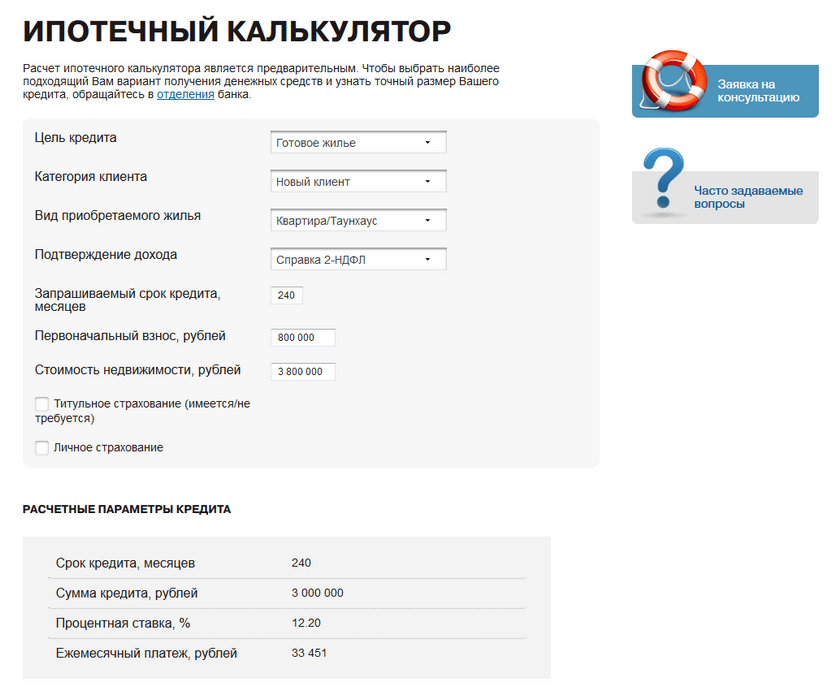 Ипотечный калькулятор в Связь-Банке